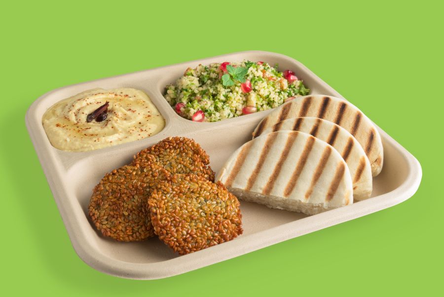 3CP hummus falafel pita green